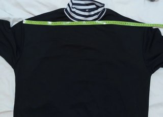 Vestido negro asimétrico rayas manga larga