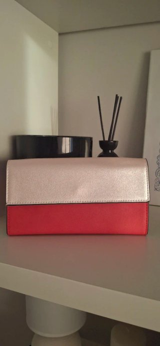 Cartera mujer bicolor plateada y roja