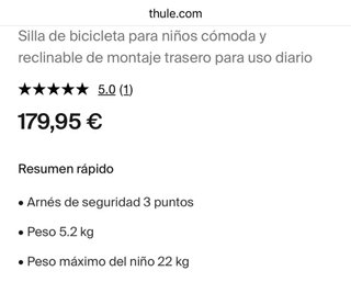 Silla porta niños Thule para bicicleta