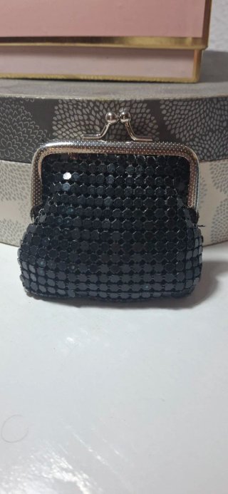 Monedero vintage/retro negro y plateado