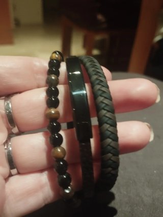 Brazalete para Hombre Negro de Cuero