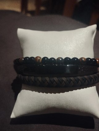 Brazalete para Hombre Negro de Cuero