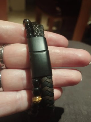 Brazalete para Hombre Negro de Cuero