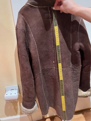 Massimo Dutti abrigo de piel marrón