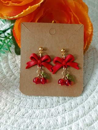 Pendientes vintage lazo y cerezas