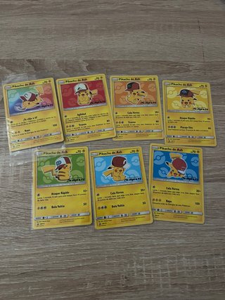 Lote de 7 Cartas Pokémon Pikachu de Ash