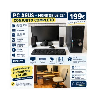 PC Asus + Monitor LG 22 + Periféricos