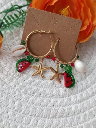 Pendientes aro sandía y estrellas de mar