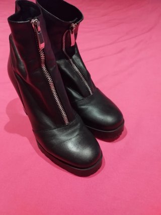 Botines de Piel Zara Negros Talla 36