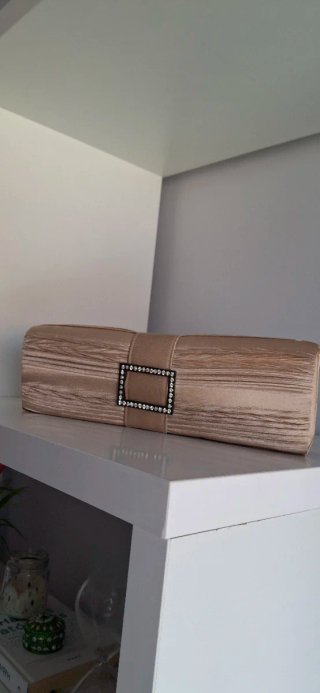 Bolso de mano vintage beige/dorado