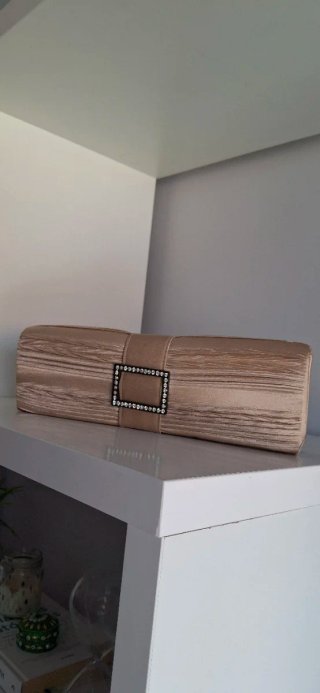Bolso de mano vintage beige/dorado