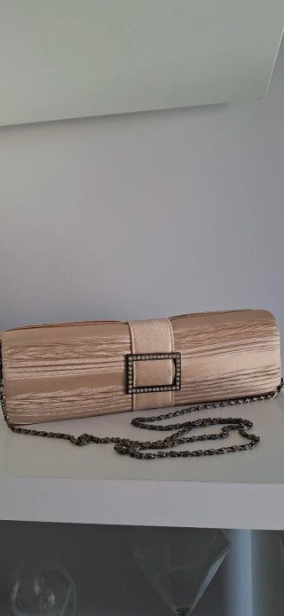 Bolso de mano vintage beige/dorado