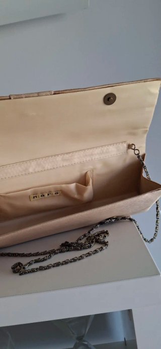 Bolso de mano vintage beige/dorado