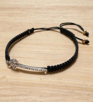 Pulsera de Plata, Circonitas y Macramé