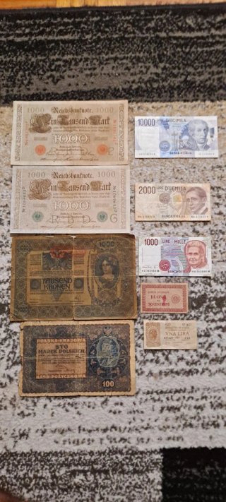 Lote de 9 Billetes Antiguos Europeos
