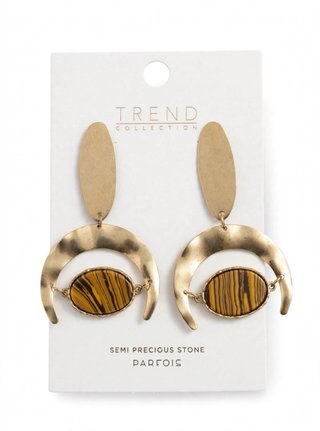 Pendientes Parfois Dorados Piedra Semipreciosa