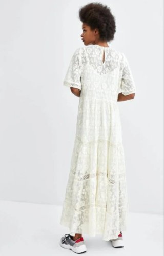 Vestido bordado con encaje ♡ Zara * talla L