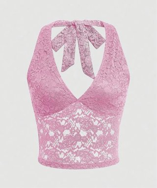Top de ganchillo rosa