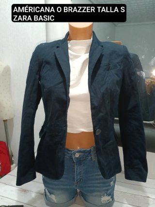 Americana Zara Basic Azul Talla S