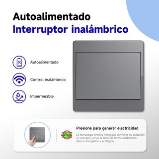 AOVRLCX Interruptor RF433 Sin Pilas 1Gang 2V1 GRIS