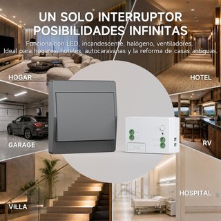 AOVRLCX Interruptor RF433 Sin Pilas 1Gang 2V1 GRIS