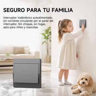 AOVRLCX Interruptor RF433 Sin Pilas 1Gang 2V1 GRIS