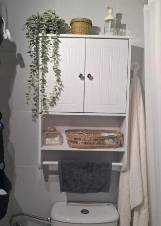 Armario de pared blanco Nuevo 2 puertas toallero