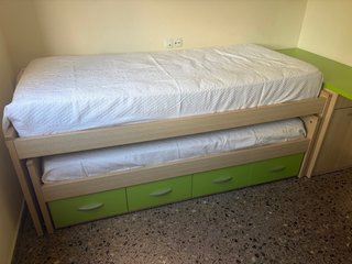 Cama nido madera y cajones verdes