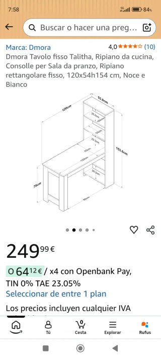 Mesa de Cocina con Estantería Krios Design