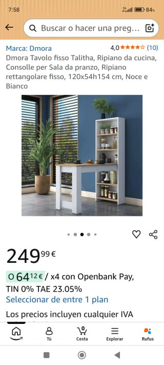 Mesa de Cocina con Estantería Krios Design