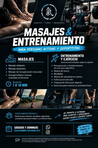 MASAJES, ENTRENAMIENTO PERSONALIZADO (A domicilio)