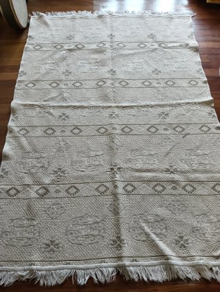 Alfombra beige étnica tela