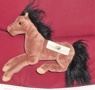 Peluche cavallo con manto marrone e criniera nera