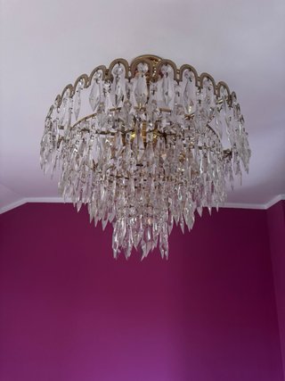 Lámpara de cristal dorada para dormitorio