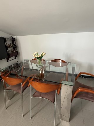 Mesa comedor cristal y madera