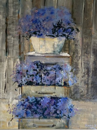 Cuadro Óleo Flores Lavanda
