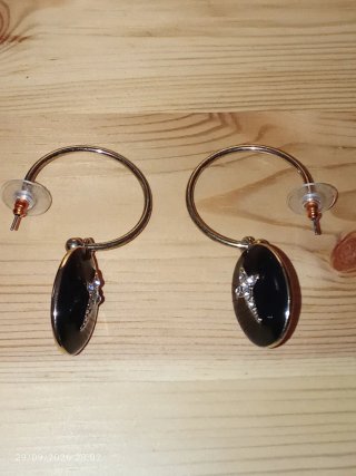 Pendientes Aro Negro Estrella Brillante