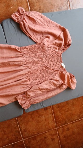 Vestido Largo Rosa Manga Abullonada Talla U