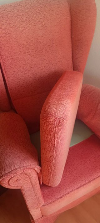 Sillón tela naranja/rosa