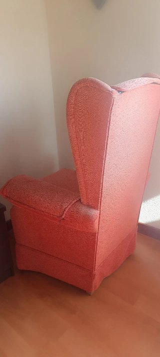 Sillón tela naranja/rosa