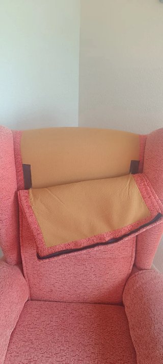 Sillón tela naranja/rosa