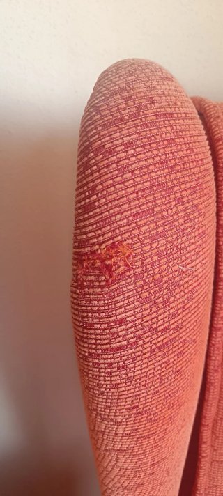 Sillón tela naranja/rosa