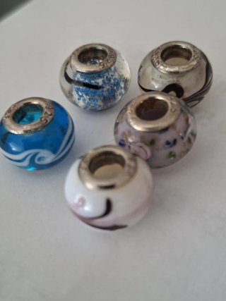 Set 5 Charm Vetro di murano Argento 925