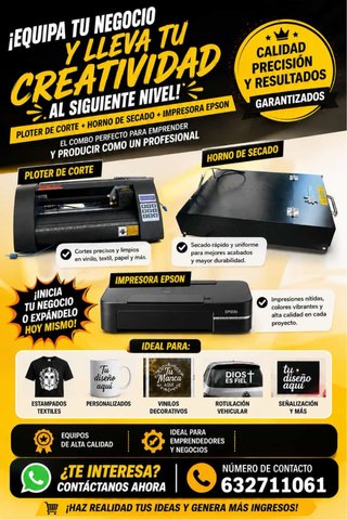 Combo Emprendedor: Plotter, Horno e Impresora