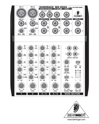 Mixer audio Behringer Eurorack MX602A
