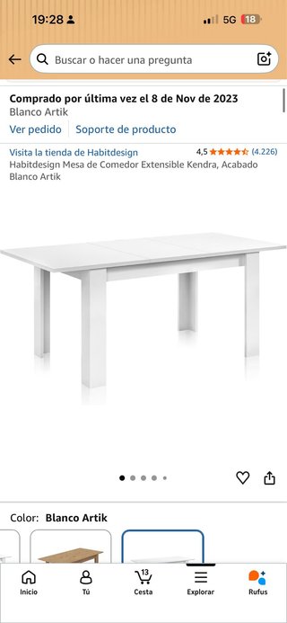 Mesa Comedor Extensible Blanca Habitdesign kendra