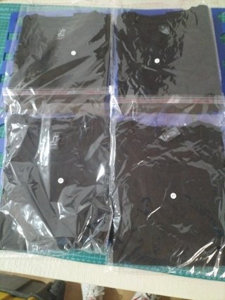 Lote 4 Camisetas Algodón Unisex Talla XS Negra