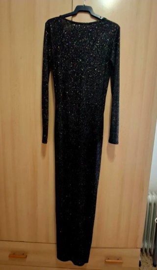 Vestido Largo de Purpurina Negro Sfera