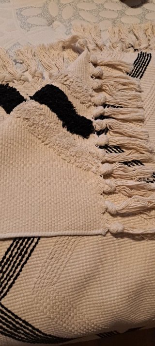 Alfombra Jarapa Beige y Negra