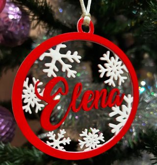 Bola Navidad Personalizada Elena Copos Nieve